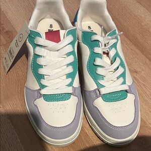 No Boundaries White, Teal, and Lavender Sneakers